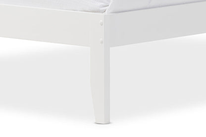 Baxton Studio Celine Modern and Contemporary Geometric Pattern White Solid Wood Full Size Platform Bed