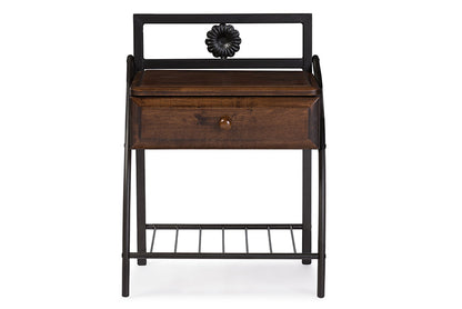 Baxton Studio Jevenci Vintage Industrial Black Finished Metal Nightstand