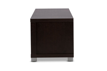 Baxton Studio Gerhardine Dark Brown Wood 63-Inch TV Cabinet with 3-drawer
