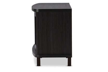 Baxton Studio Walda 60-Inch Greyish Dark Brown Wood TV Cabinet with 2 Sliding Doors and 1 Drawer