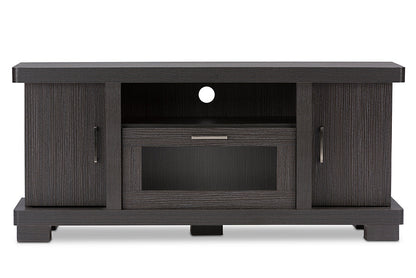 Baxton Studio Viveka 47-Inch Greyish Dark Brown Wood TV Cabinet with 2 Doors