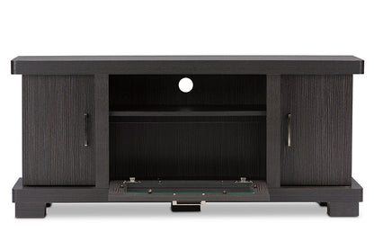 Baxton Studio Viveka 47-Inch Greyish Dark Brown Wood TV Cabinet with 2 Doors