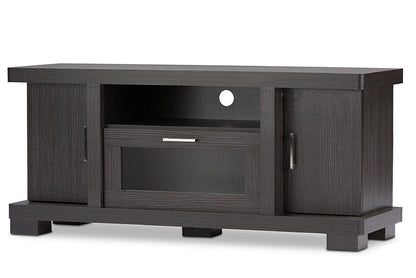 Baxton Studio Viveka 47-Inch Greyish Dark Brown Wood TV Cabinet with 2 Doors