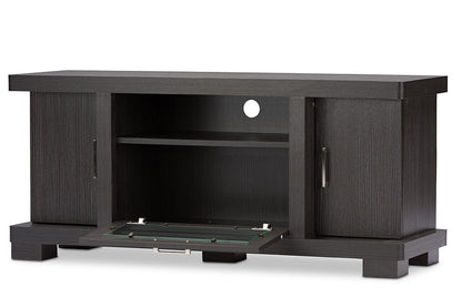 Baxton Studio Viveka 47-Inch Greyish Dark Brown Wood TV Cabinet with 2 Doors