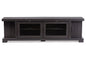 Baxton Studio Viveka 70-Inch Greyish Dark Brown Wood TV Cabinet with 2 Glass Doors and 2 Doors