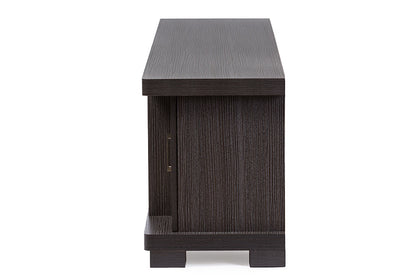 Baxton Studio Viveka 70-Inch Greyish Dark Brown Wood TV Cabinet with 2 Glass Doors and 2 Doors