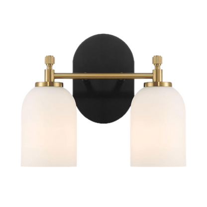 Traditional Vanity Light over Bathroom Mirror | 2/3-Light Wall Sconce with White Frosted Glass — 2 Sizes Available