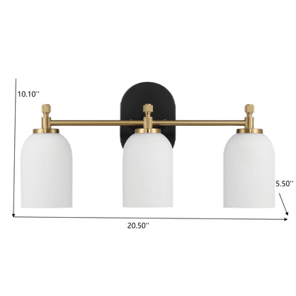 Traditional Vanity Light over Bathroom Mirror | 2/3-Light Wall Sconce with White Frosted Glass — 2 Sizes Available