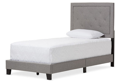 Baxton Studio Paris Modern and Contemporary Grey Fabric Upholstered Twin Size Tufting Bed