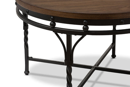 Baxton Studio Austin Vintage Industrial Antique Bronze Round Coffee Cocktail Occasional Table