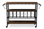 Baxton Studio Bradford Rustic Industrial Style Antique Black Textured Finish Metal Distressed Wood Mobile Kitchen Bar Serving Wine Cart