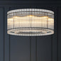 Water Ripple Crystal Glass Chandelier | 8/10-Light Modern Handmade Corrugated Glass Ceiling Light — Black or Gold, Round or Rectangular