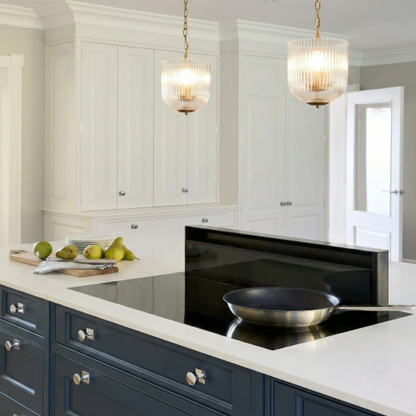 Pendant Lamp – Coarse Gold Metal Frame & Clear Glass Shade | Modern Chic Dining Room & Kitchen Light