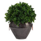 11" Boxwood Topiary Artificial Plant in Metal Bowl UV Resistant (Indoor/Outdoor)