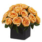 11" Rose Artificial Arrangement in Black Vase