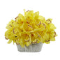 12" Cymbidium Orchid Artificial Arrangement in Tin White Vase