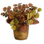 12" Fall Eucalyptus, Pinecones and Berries Artificial Autumn Arrangement in Decorative Vase