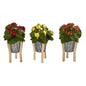 12" Kalanchoe Artificial Plant in Tin Planter with Legs (Set of 3)