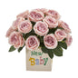 12" Rose Artificial Arrangement “New Baby" Vase