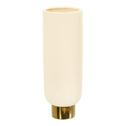 12.75" Elegance Ceramic Cylinder Vase with Gold Accents
