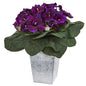 13" Gloxinia Artificial Plant in Embossed White Planter