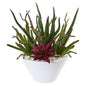 13" Mixed Succulent Artificial Plant in White Bowl