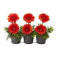 14" Gerber Daisy Artificial Arrangement in Trio Metal Vase