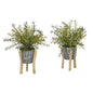 14" Rosemary Artificial Plant in Tin Planter with Legs (Set of 2)