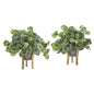 14" Watermelon Peperomia Artificial Plant in Tin Planter with Legs (Real Touch) (Set of 2)