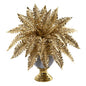 16" Golden Boston Fern Artificial Plant in Stoneware Urn with Gold Trimming