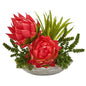 16" Succulent and Floral Artificial Arrangement in Decorative Vase