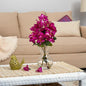 17" Bougainvillea Artificial Arrangement in Glass Vase