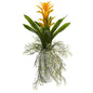 18" Bromeliad Artificial Plant in White Planter