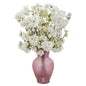 18" Cherry Blossom Artificial Arrangement in Rose Colored Vase