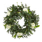 18" Eucalyptus and Camellia Double Ring Artificial Wreath with Twig Base