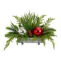 18" Holiday Winter Cedar Pine Artificial Table Christmas Arrangement with Ornaments, Home Décor