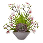18" Magnolia and Succulent Artificial Arrangement in Vase