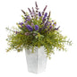 19" Lavender and Rosemary Artificial Arrangement in Embossed White Planter