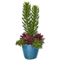 19" Mix Succulent Artificial Plant in Blue Planter