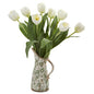 19" Tulip Artificial Arrangement in Floral Pitcher