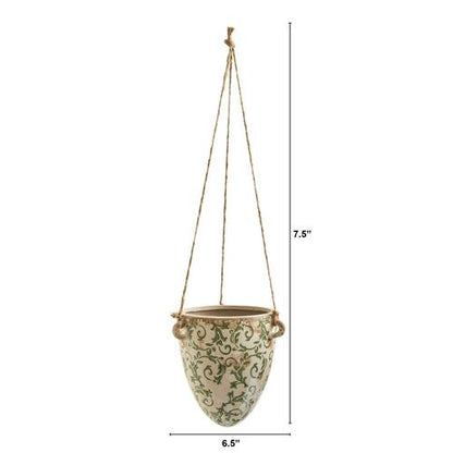 2'Tuscan Hanging Ceramic Scroll Planter