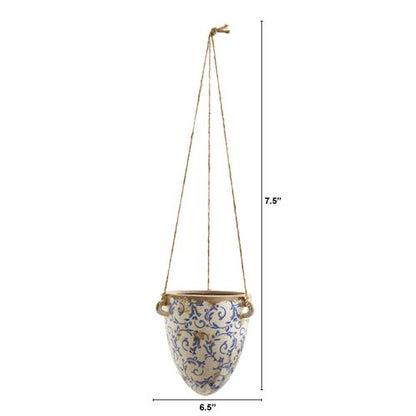 2'Tuscan Hanging Ceramic Scroll Planter