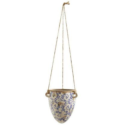 2'Tuscan Hanging Ceramic Scroll Planter
