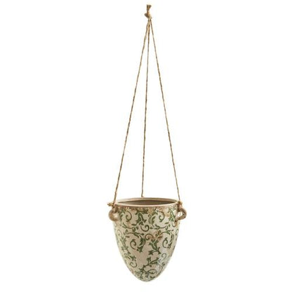 2'Tuscan Hanging Ceramic Scroll Planter