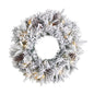 20" Flocked Artificial Christmas Wreath with 35 Warm White LED Lights