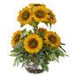21" Sunflower and Mixed Greens Artificial Arrangement in Silver Vase