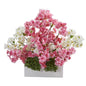 22" Cherry Blossom Artificial Arrangement in White Vase