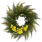 23" Assorted Fern and Daisy Artificial Wreath