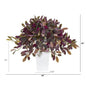23" Fall Laurel Leaf with Berries Artificial Plant in White Planter