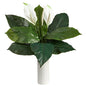 23" Mixed Spathiphyllum Artificial Plant in White Planter